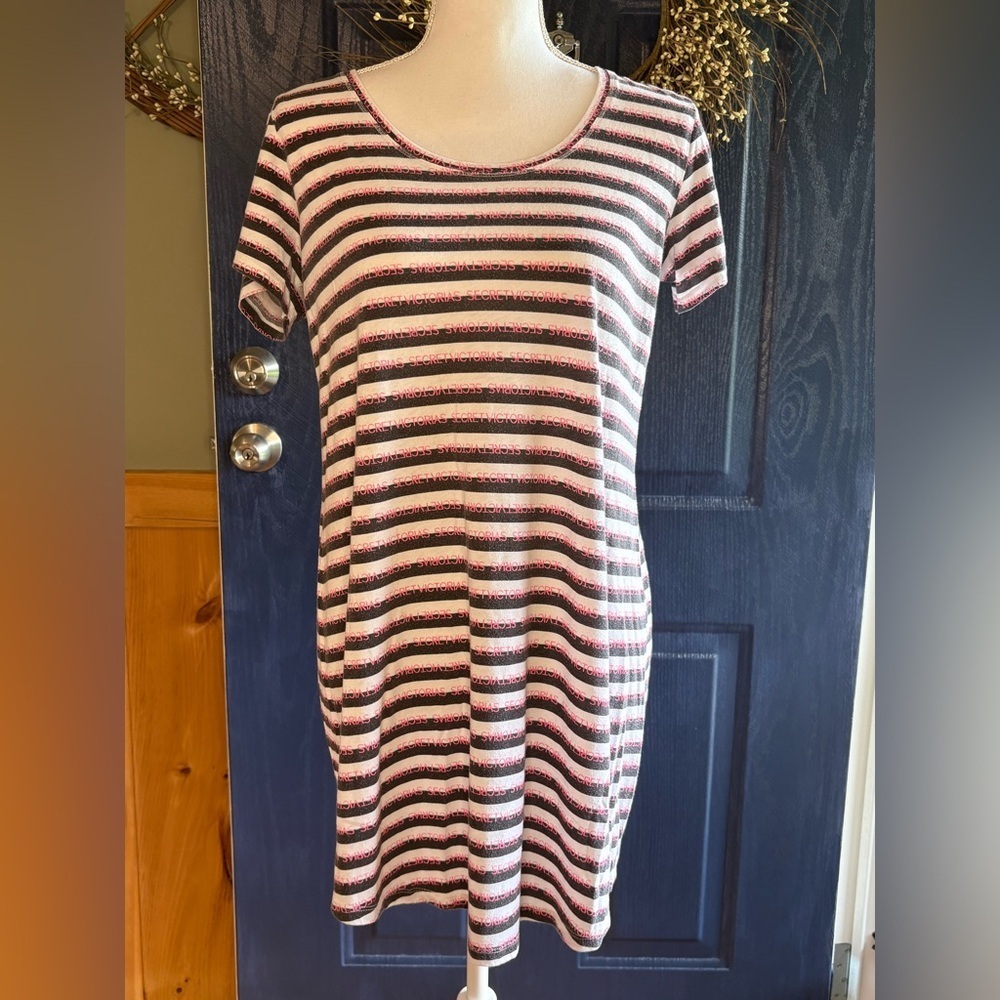 Victoria's Secret Pink and Black Striped Logo Gown